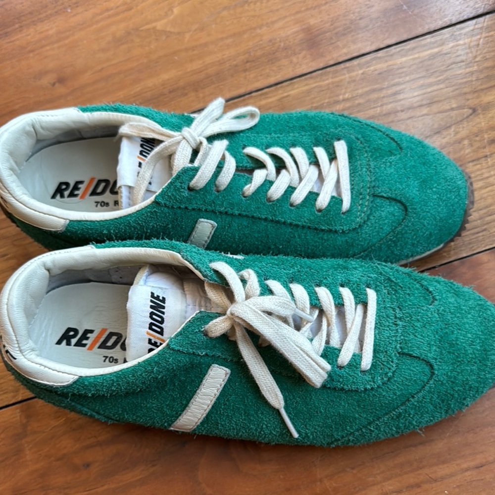 Re/Done Green Suede Sneakers